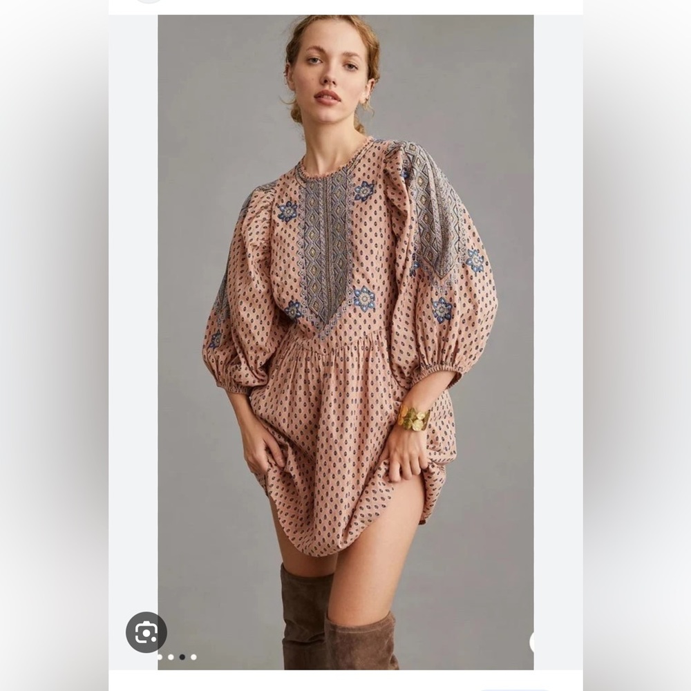 Anthropologie Embroidered Tunic Dress